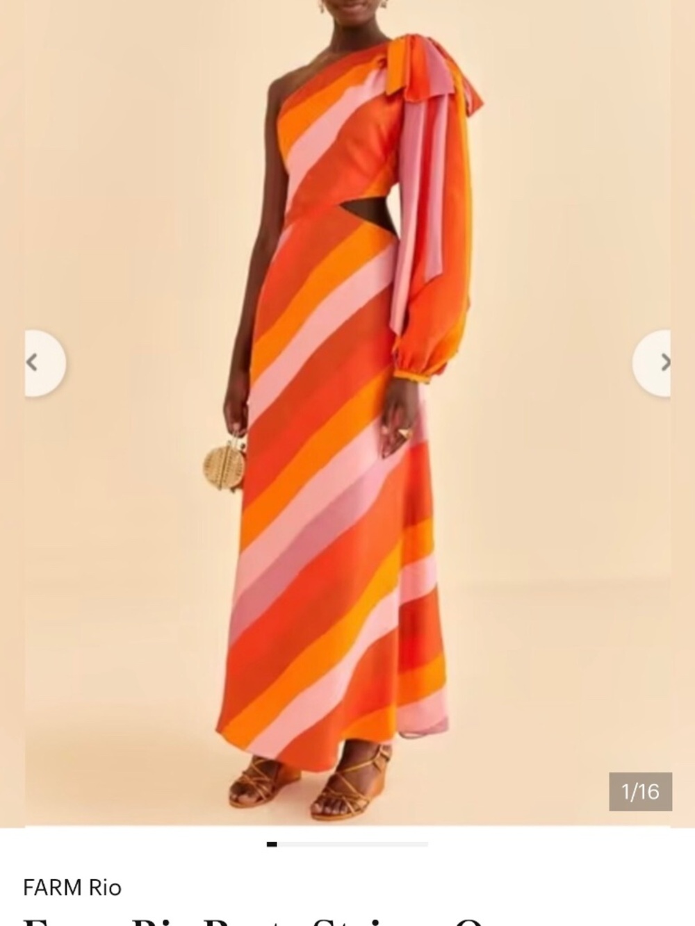 Farm Rio Party Stripes one Shoulder Maxi dress